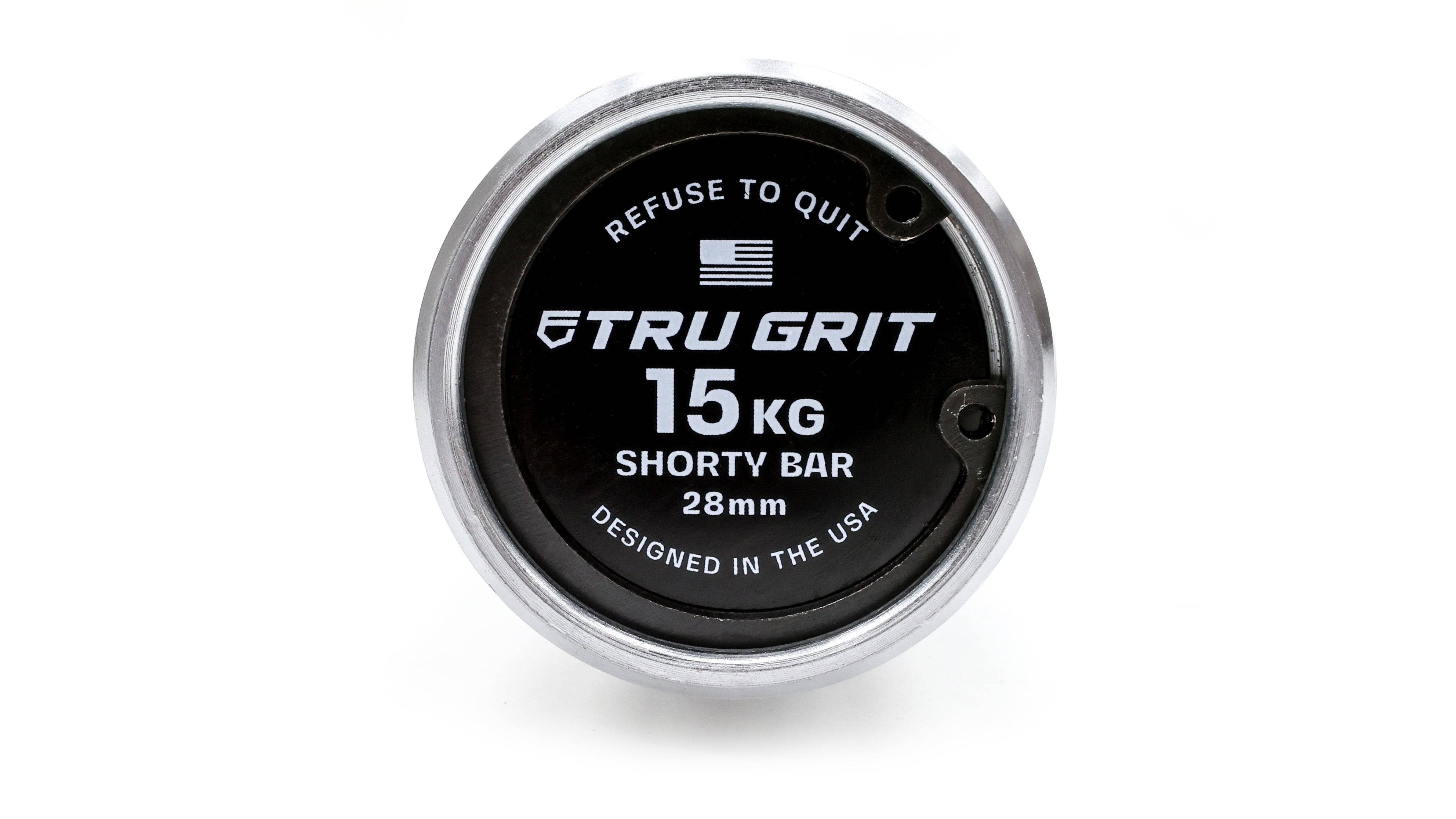 15KG Shorty Barbell Black Zinc Coated Power Bar | Tru Grit Fitness